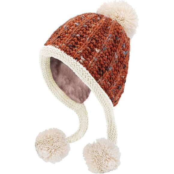 Women Reddish Winter Peruvian Cover Ears Beanie Hat Ear Flaps Sherpa Ski Snow main image 5
